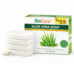 Premium Aloe Vera Soap Pack of 5 (100gm each) | For Refreshing, Moisturizing & Nourishing Skin | GMP Certified